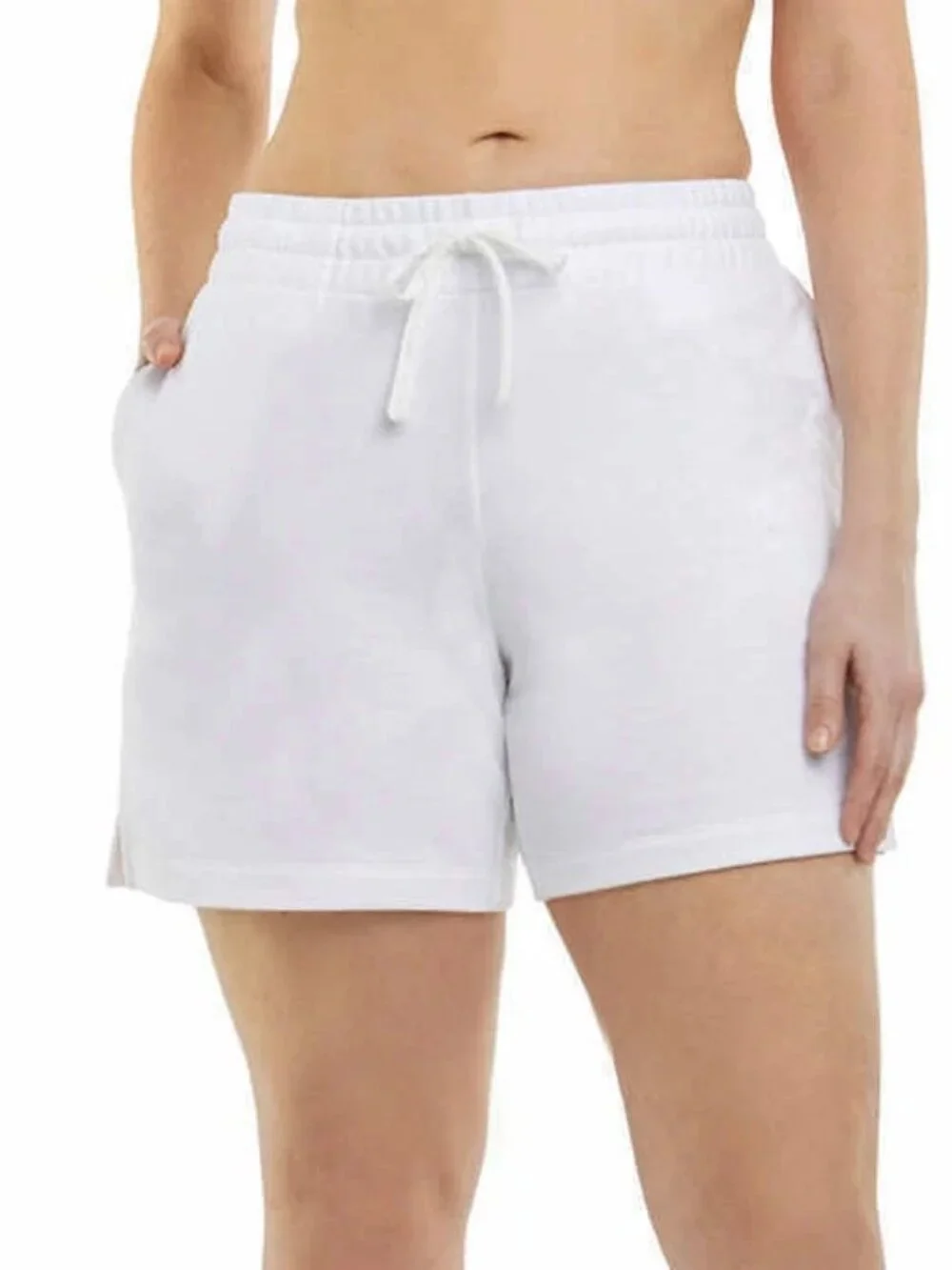 Danskin Ladies' Soft Active Short, 2-pack, White/Neptune Blue